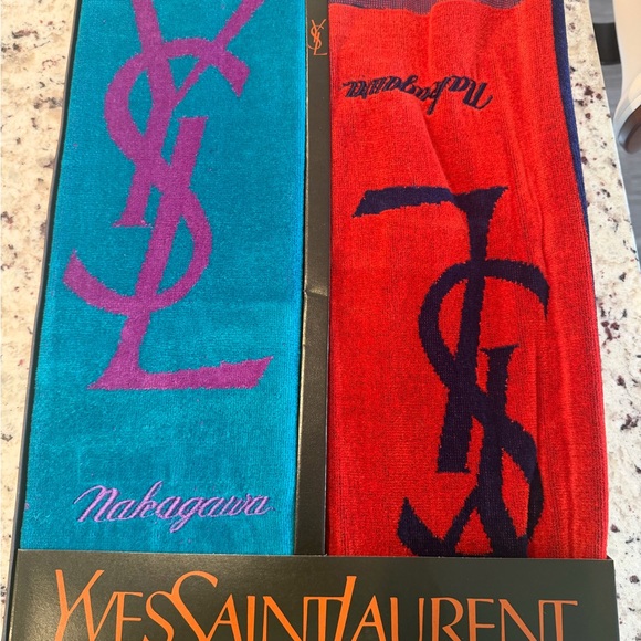 Yves Saint Laurent Accessories - Yves Saint Laurent Vibrant Teal and Red Towels